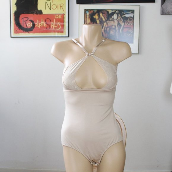 La Vie En Rose Bodysuit Large Beige Teddy Women's Lace New with Tags T22 - Picture 13 of 14